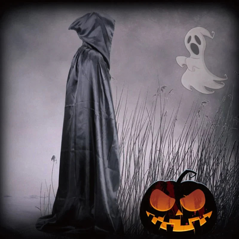 Black cloak with hood – Long unisex Halloween & cosplay wrap | Bowlift