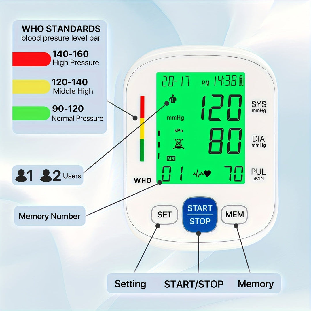 Wrist blood pressure monitor with illuminated display | Bowlift