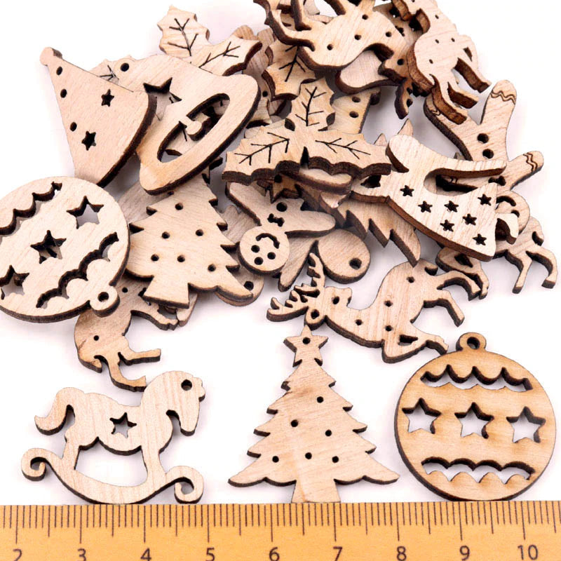 BowLift | Wooden Winter Happy Christmas Ornaments
