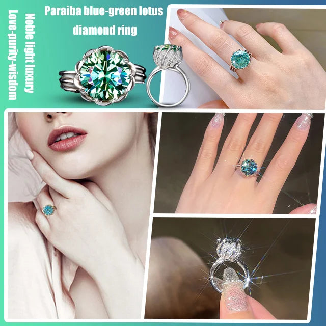 BowLift | 6 Carat Paraiba Blue-green Lotus Diamond Ring
