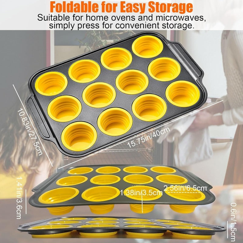 BowLift | Press-Release Silicone Muffin Pan with Sturdy Metal Frame