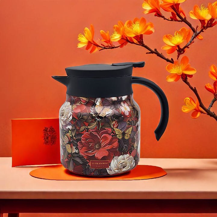 BowLift | Vintage Floral Pattern Tea Thermos – Built-In Infuser