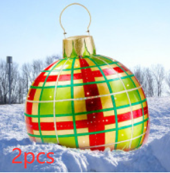 BowLift | Christmas Ornament Ball Outdoor Pvc 60CM Inflatable Decorated Ball PVC Giant Big Large Balls Xmas Tree Decorations Toy Ball