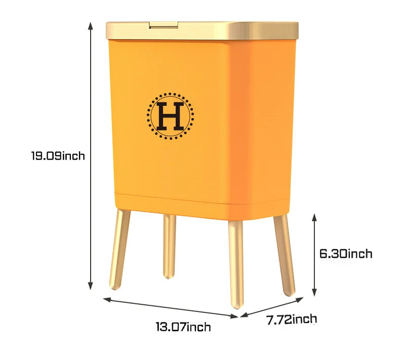 GoldenSlim Modern Trash Can with Lid Bowlift
