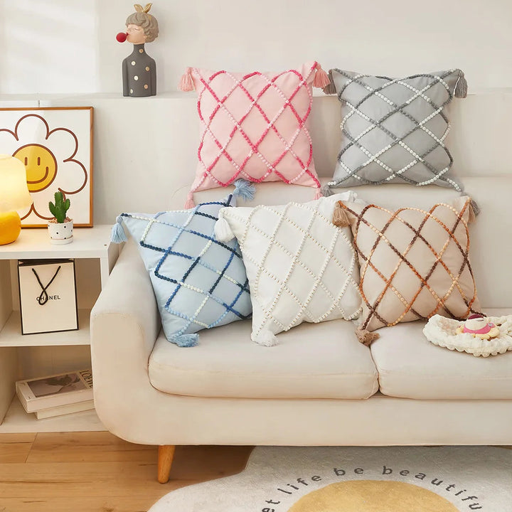 BowLift | Nordic Geometric Tassel Cushion Cover – Stylish Gradient Decorative Pillow Case