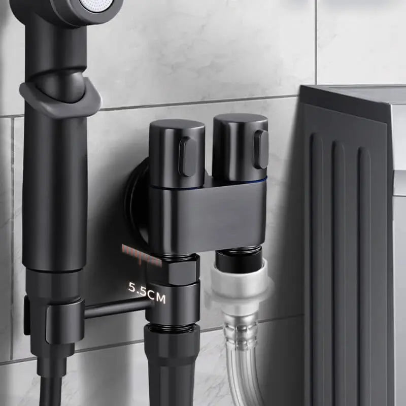 BowLift | Double control valve made of brass – Water supply with matte black finish