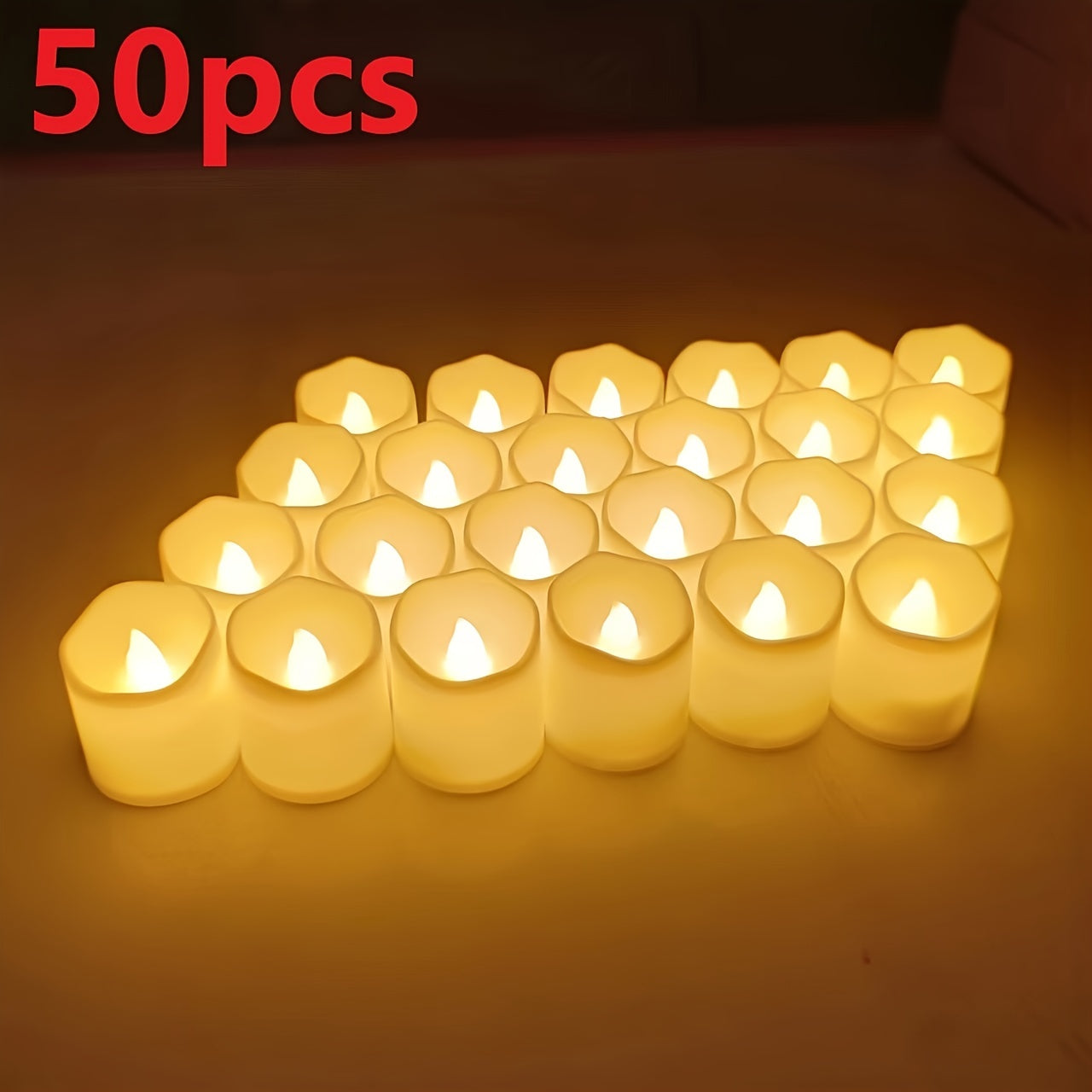 BowLift | 24/50/100 Pack flameless LED candles – battery-operated flickering tealights, smokeless and romantic for weddings and engagements