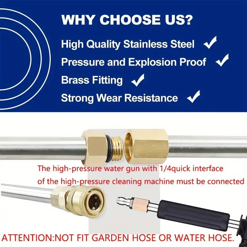 BowLift | 4000 PSI Telescoping High Pressure Washer Wand Set for Gutter & Roof Drainage & Walls Cleaning