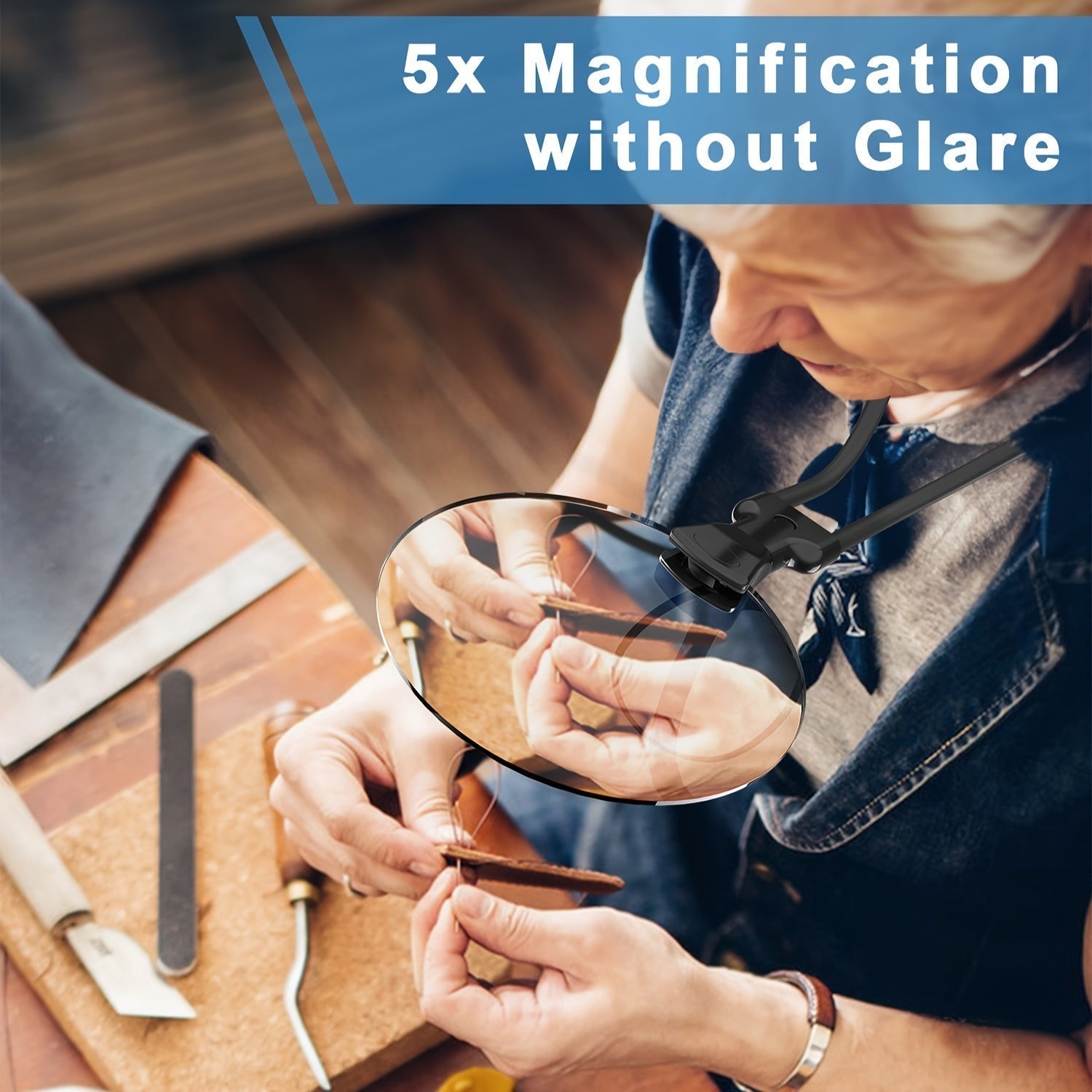 BowLift | 5X Magnifying Glass Pro – Hands-Free Adjustable Neck Magnifier for Reading, Crafts & Seniors