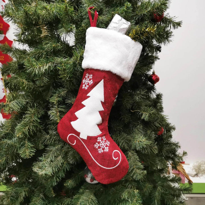 BowLift | Christmas Stockings Gift Bag Red Hemp Elk Embroidery Christmas Stockings Gift Pendant