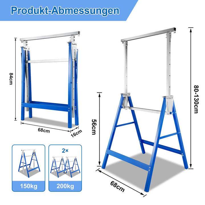 2x Scaffold Stands Folding Stands 7-fold height adjustable | Bowlift