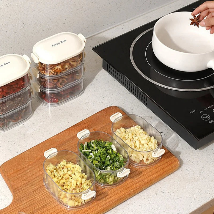 Spice box set stackable with lid | Bowlift