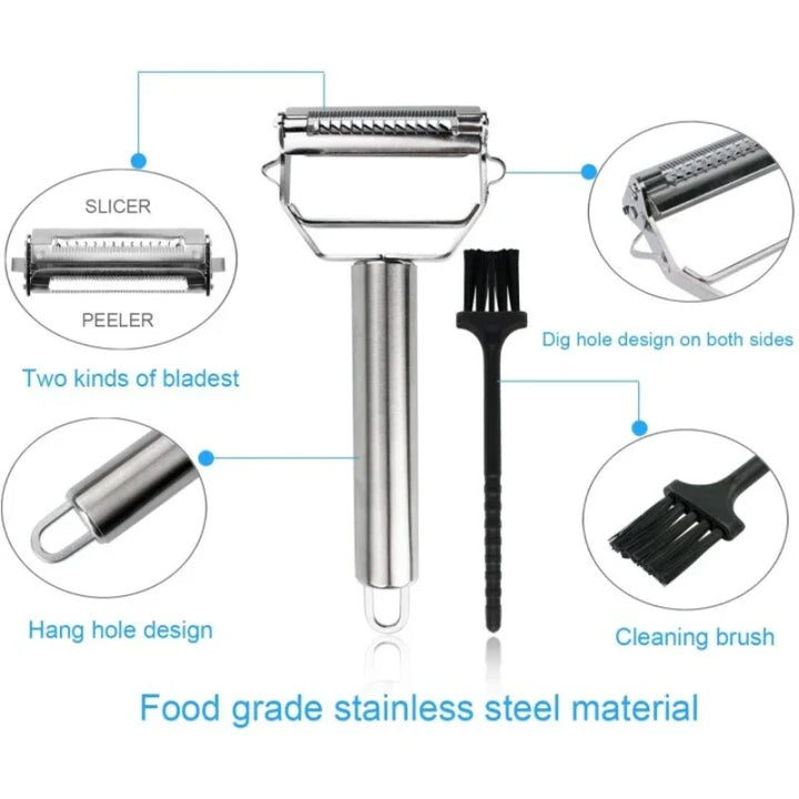 DuoSchaaf | Double Vegetable Peeler made of Stainless Steel with Julienne Function | Bowlift