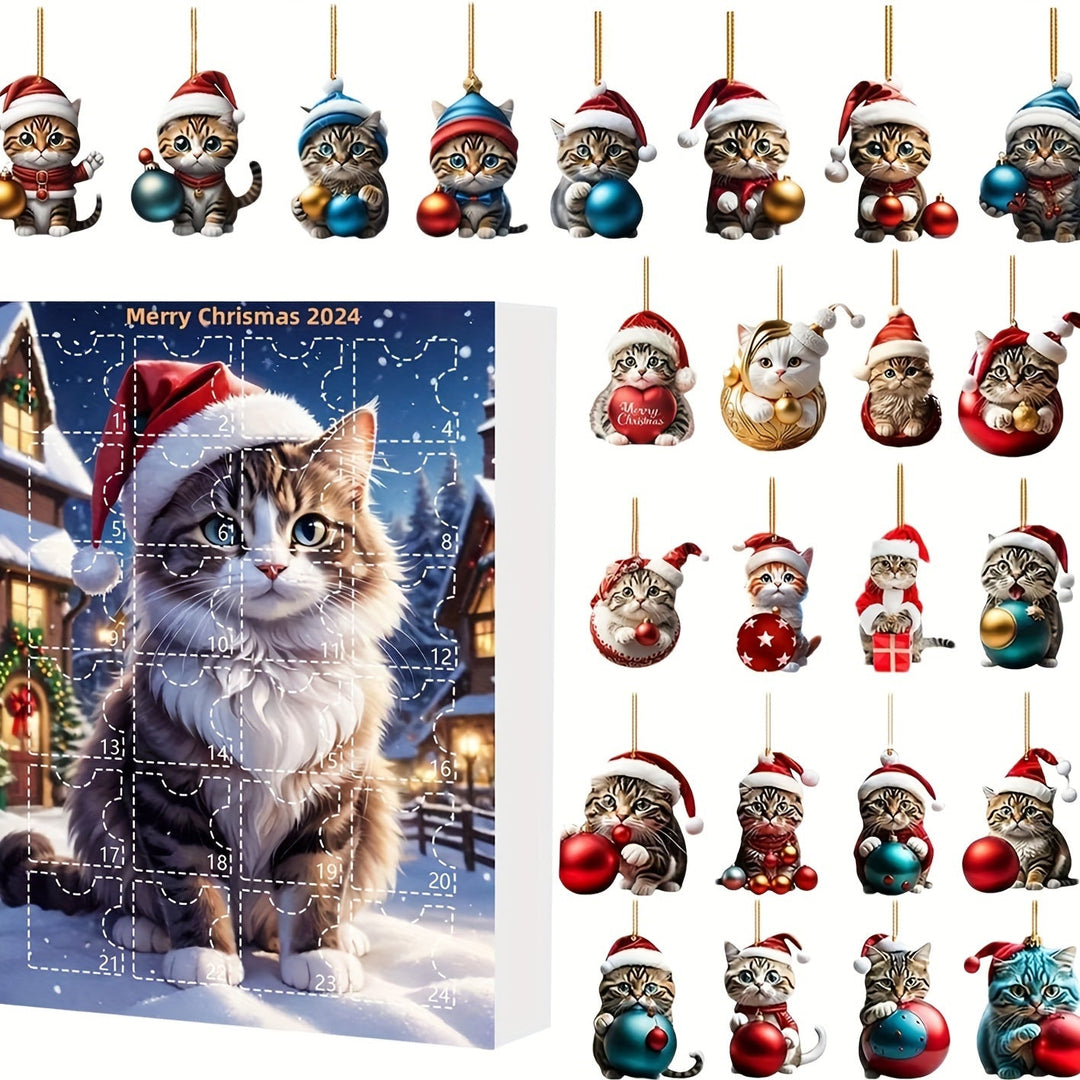 BowLift | Vintage Cats Advent Calendar – 24-piece Christmas Calendar with Acrylic Hang Tags