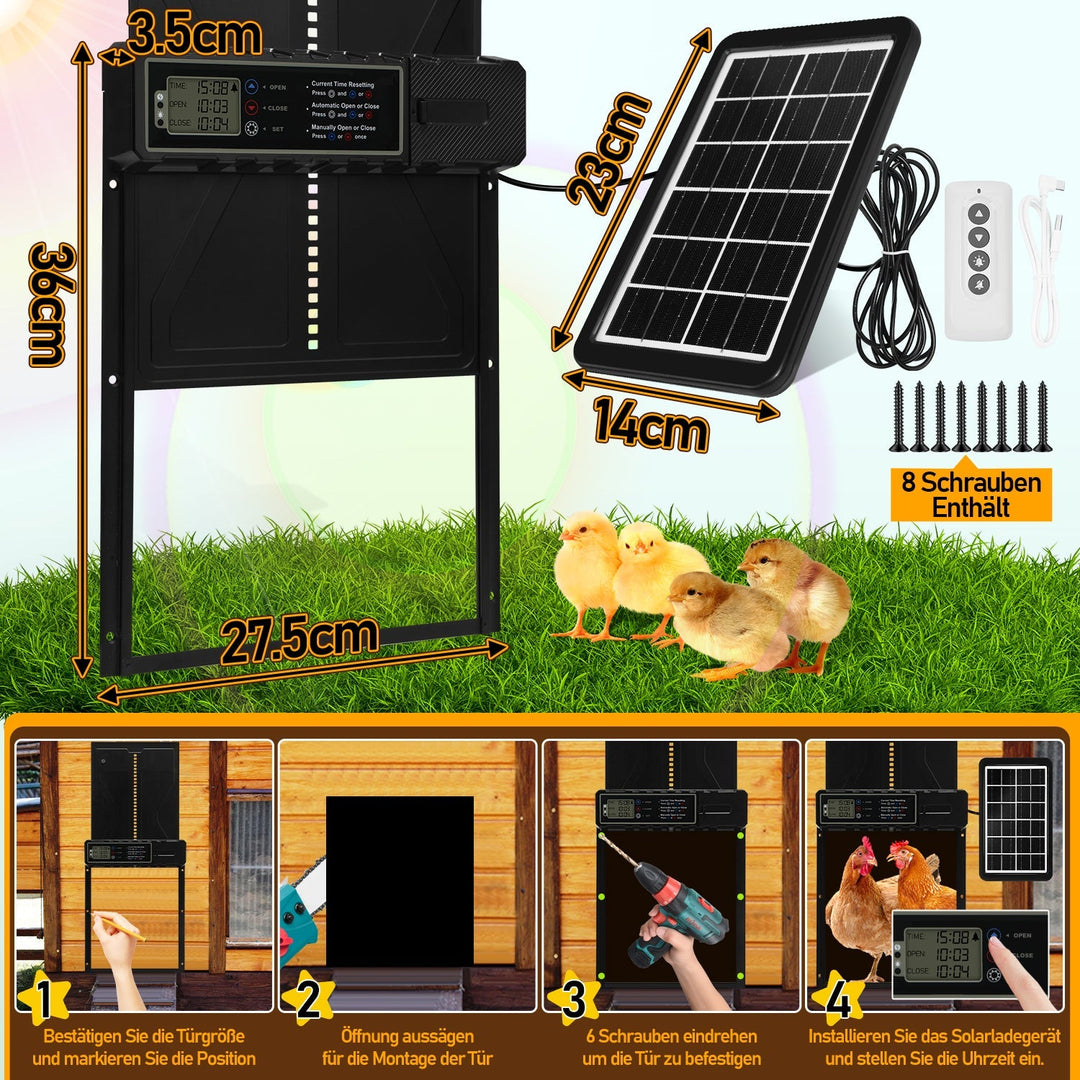 Electric Chicken Coop Door Solar with LED Display and Remote Control | Bowlift