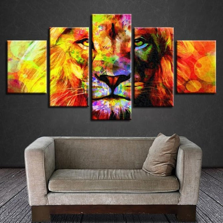 5 Pieces Colorful Lion - Canvas Wall Art Painting | Bowlift