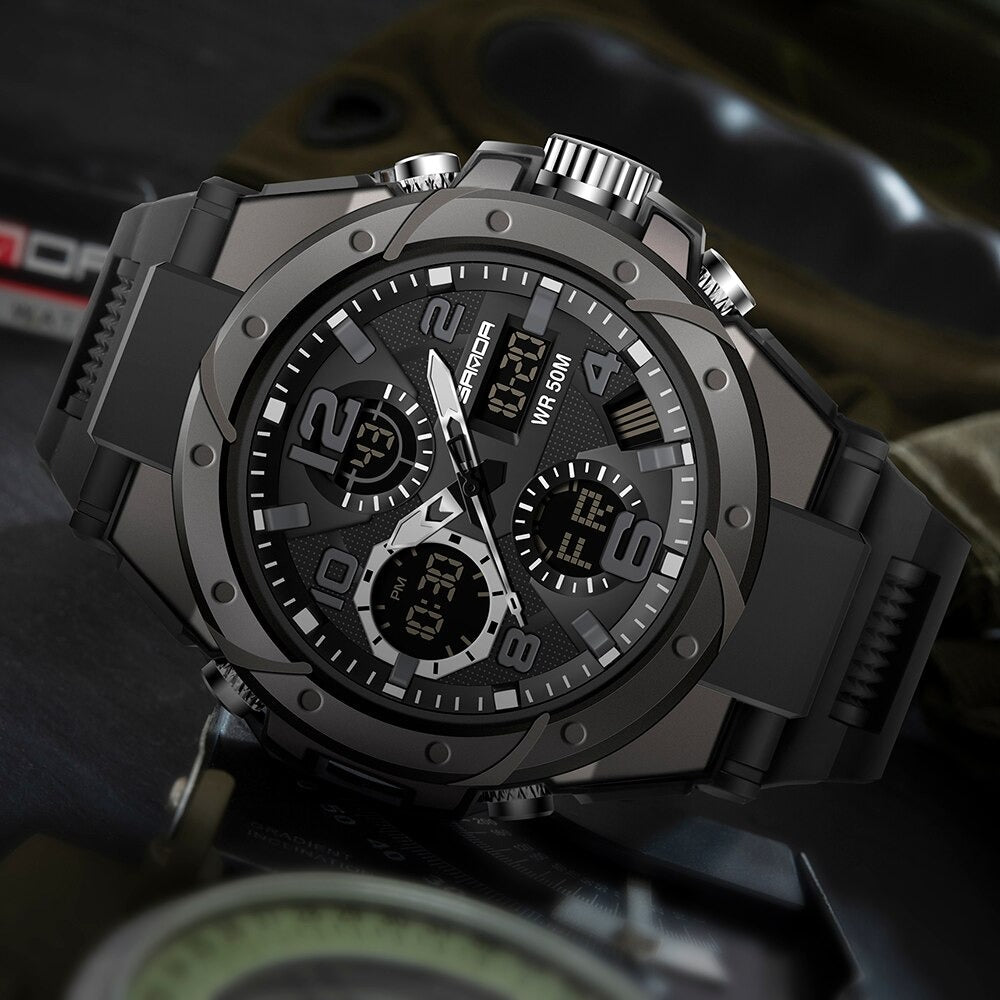 BowLift | TitanGuard Military Men's Watch – Rugged Multifunctional Analog & Digital Timepiece