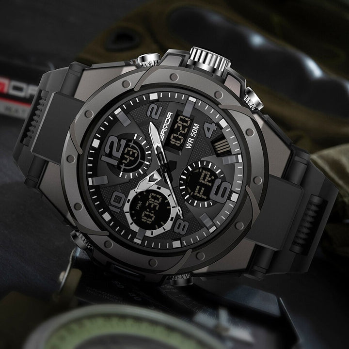BowLift | TitanGuard Military Men's Watch – Rugged Multifunctional Analog & Digital Timepiece