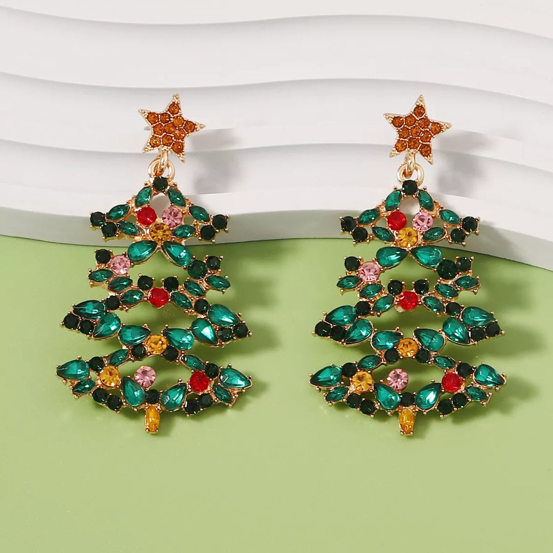 BowLift | Christmas Tree Earrings with Rhinestones