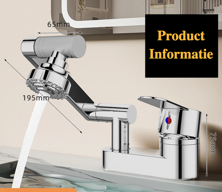 Aqua Twist Duo-Flex Basin Mixer – 360° swiveling two-hole faucet for hot and cold water Bowlift