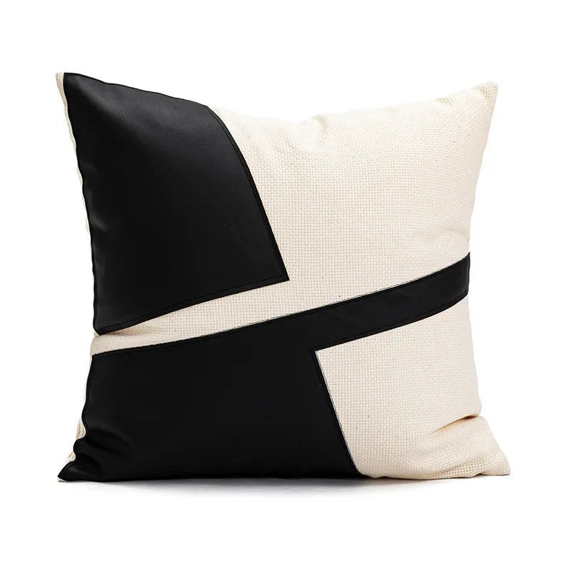 BowLift | Modern PU Leather Patchwork Cushion Cover