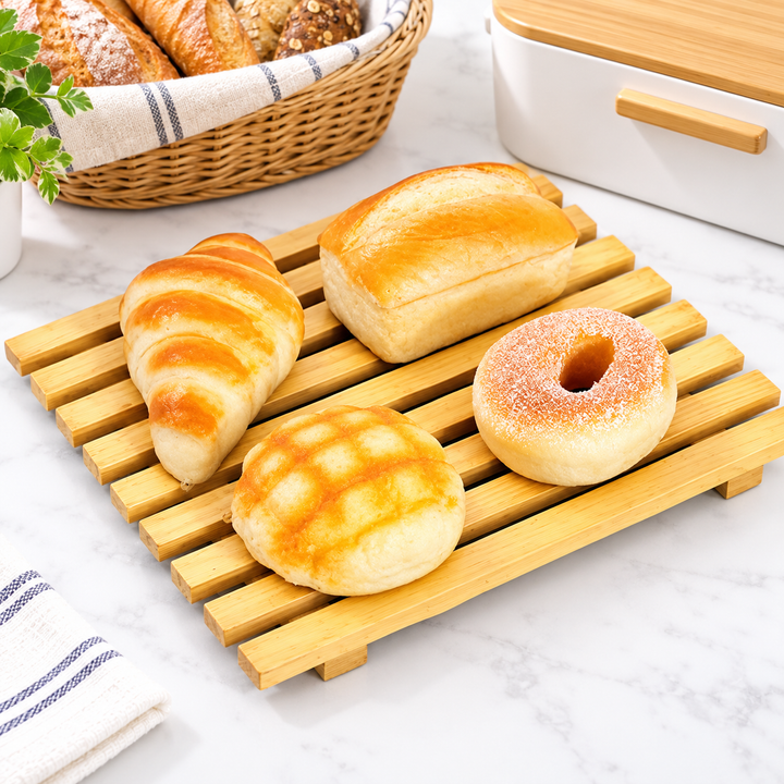 Slotted Wooden Bread Cooling Rack & Serving Tray Bowlift