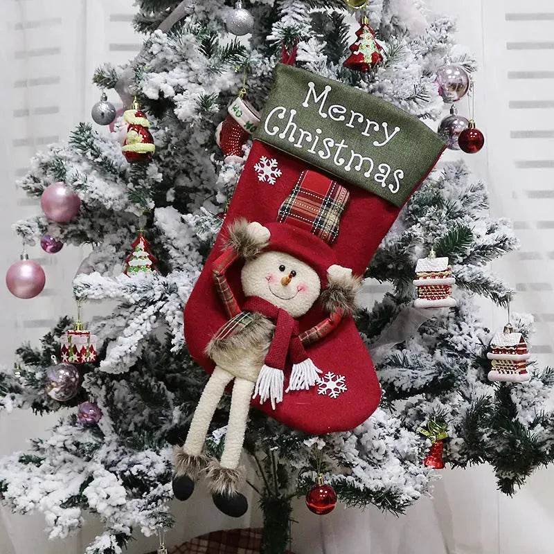 BowLift | 2025 New Year Xmas Big Stockings Set Decorations Christmas 3D Plush Big Sock Christmas Tree Pendant Decorating Supplies