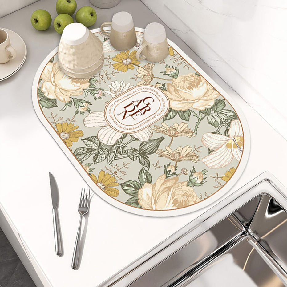 Absorbent Draining Pad Kitchen Countertop Absorbent Drying Mat | Bowlift
