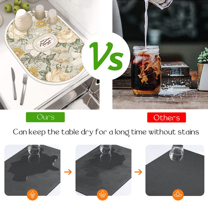 Absorbent Draining Pad Kitchen Countertop Absorbent Drying Mat | Bowlift