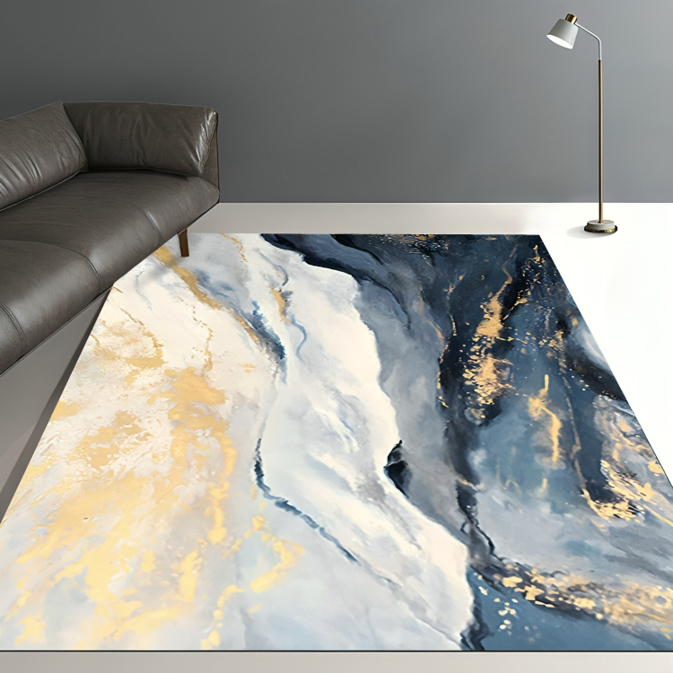 BowLift | Abstract Blue Rug Modern Polyester Living Room