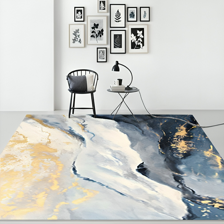BowLift | Abstract Blue Rug Modern Polyester Living Room