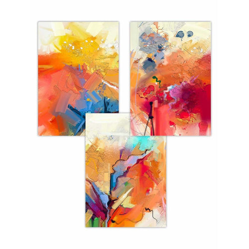 Abstract Colorful Orange Pink Red Set of 3 Wall Art Prints | Bowlift