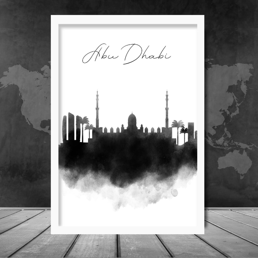 Abu Dhabi Watercolor Skyline City View Print | Bowlift