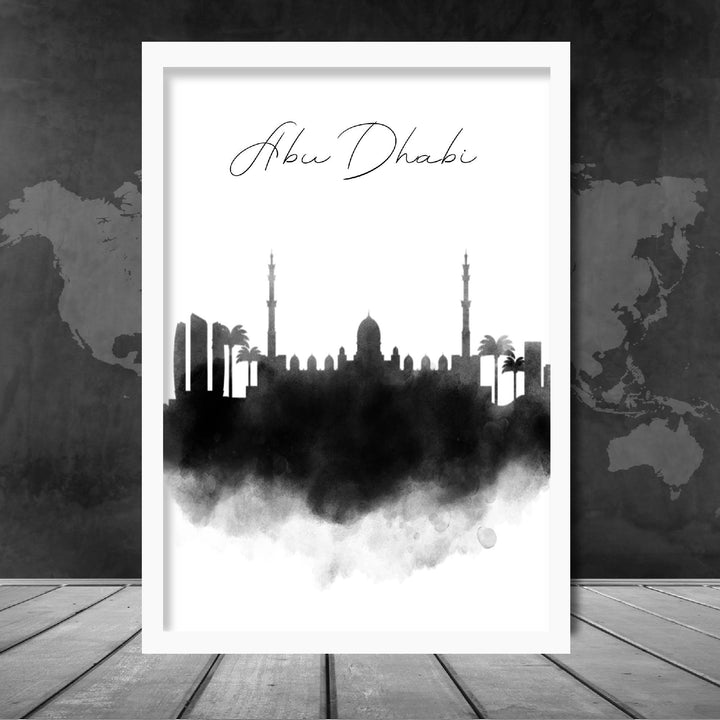 Abu Dhabi Watercolor Skyline City View Print | Bowlift