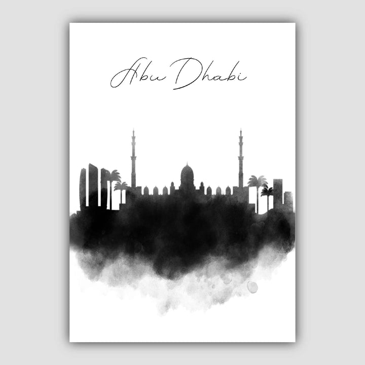 Abu Dhabi Watercolor Skyline City View Print | Bowlift