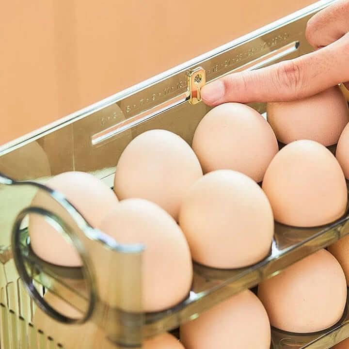 BowLift | Clear Egg Organizer – Space-Saving Rolling Fridge Storage