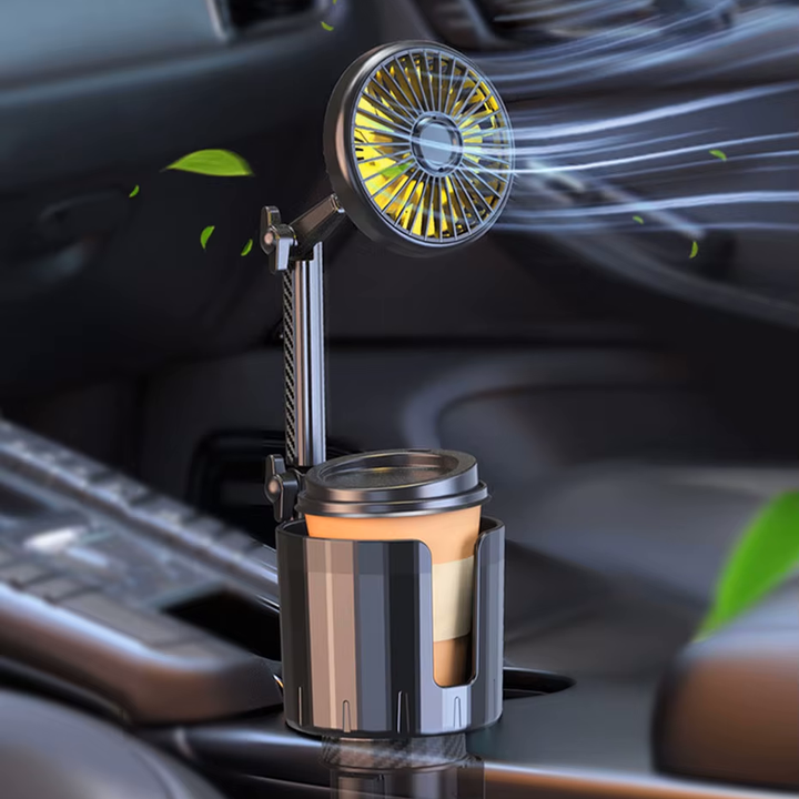 2-in-1 Car Cup Holder Fan with Adjustable Cooling and USB Charging | Bowlift