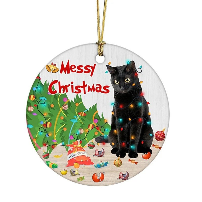 BowLift | Acrylic Black Cat Christmas Ornaments Set – Adorable Tree Pendants for Weddings, Parties, and Festive Home Décor