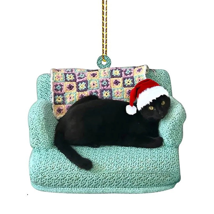 BowLift | Acrylic Black Cat Christmas Ornaments Set – Adorable Tree Pendants for Weddings, Parties, and Festive Home Décor