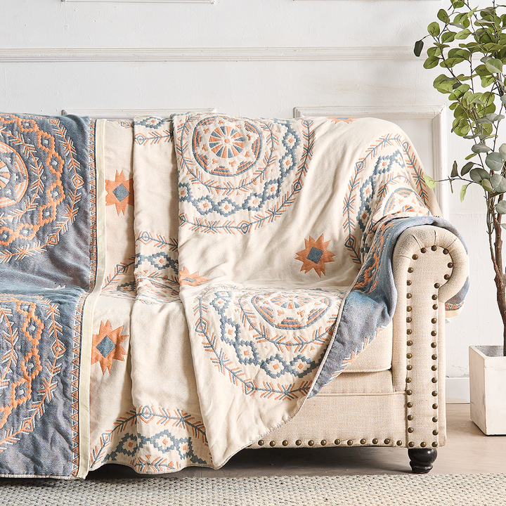 BowLift | Cotton Throw Blanket with Mandala Boho Print