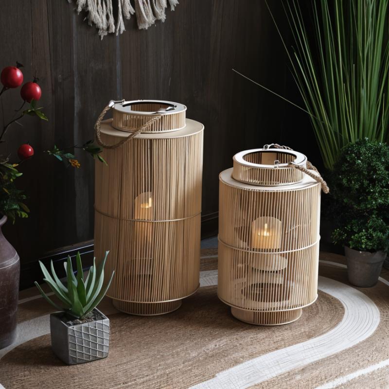 Imitation Bamboo LED Candle Lantern Bowlift
