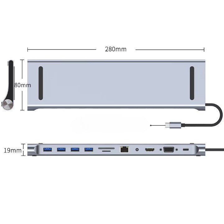 BowLift | 12in1 USB-C Multiport Connector Dock Station