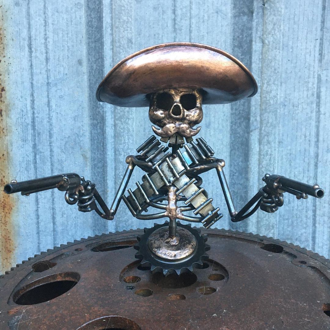 BowLift | Handmade Cast Cowboy Skull Gunslinger Hood Ornament Sculpture