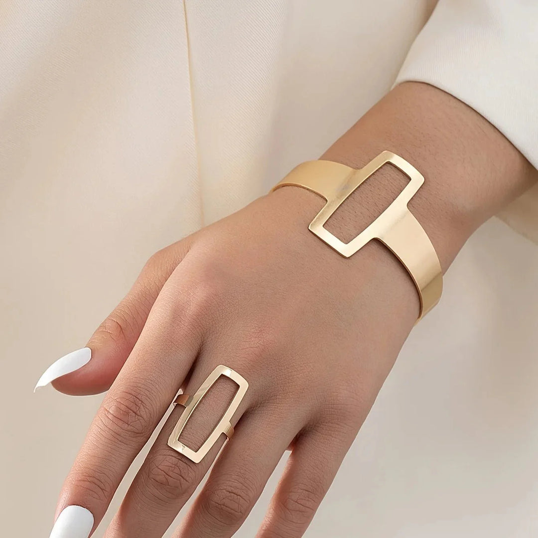BowLift | Adjustable Geometric Rectangle Bracelet and Ring Set