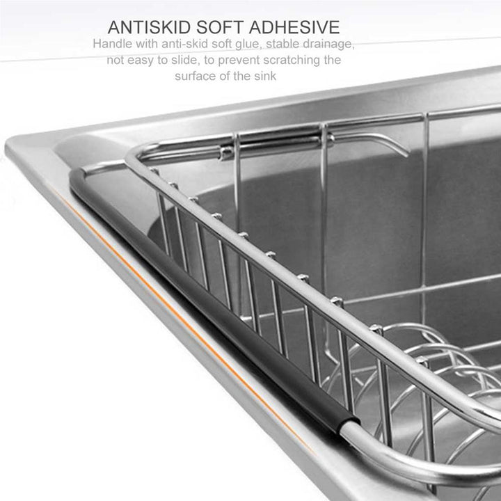 Adjustable Over Sink Drying Rack Stainless Steel Rustproof Drain Rack | Bowlift