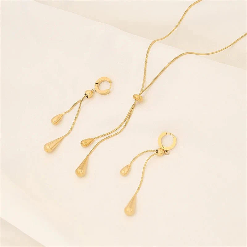 BowLift | Adjustable Pull Droplet Lariat Necklace and Earrings