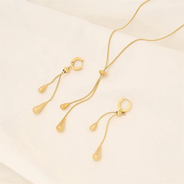 BowLift | Adjustable Pull Droplet Lariat Necklace and Earrings