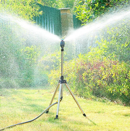 BowLift | TurboSpray Adjustable 360° Garden Sprinkler – Stainless Steel Rotating Lawn Watering System