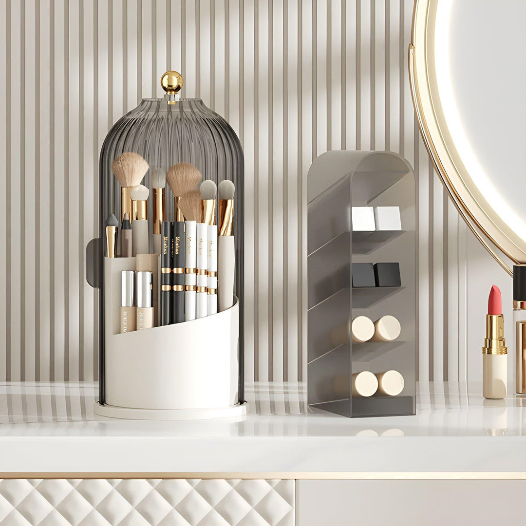 BowLift | Beauty SpinMate – 360° Rotating Makeup Brush Holder & Cosmetic Organiser with Dustproof Lid
