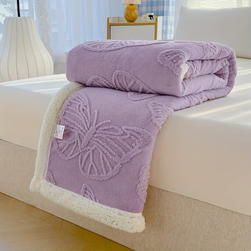 Cozy Luxe – Soft Fleece Blanket with Butterfly Design Bowlift